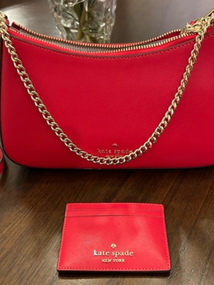 Kate Spade Madison Saffiano Red Leather Crossbody And Wallet